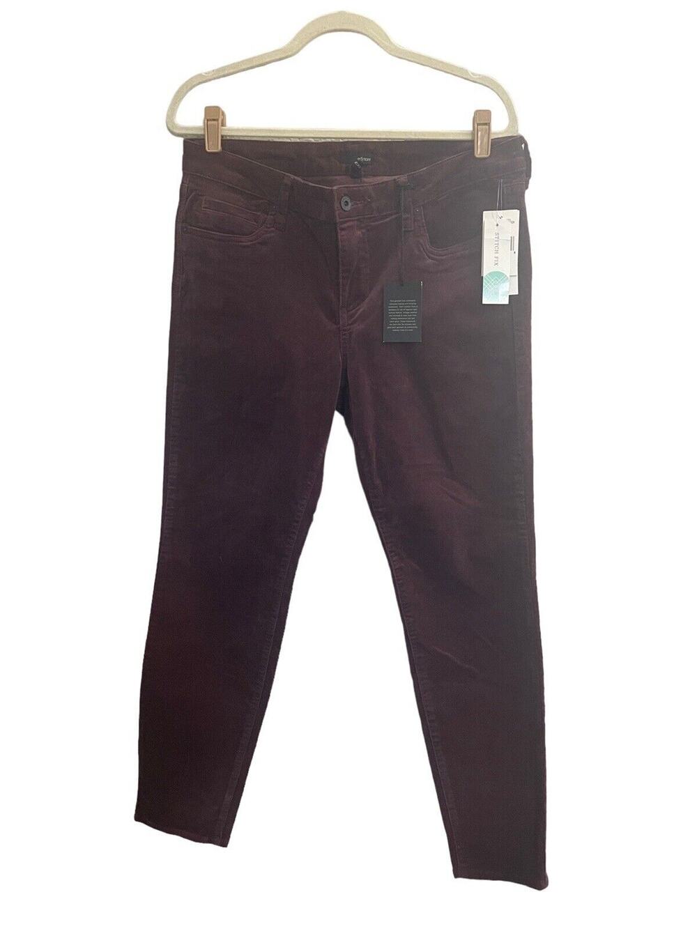 NWT EDYSON Size 12 Short / 31S Hampton Skinny Corduroy Pants Dark Purple #7120